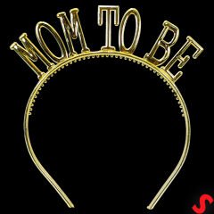 Mom To Be, Parlak Metal Görünümlü Plastik Taç - Altın