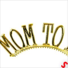 Mom To Be, Parlak Metal Görünümlü Plastik Taç - Altın