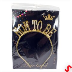 Mom To Be, Parlak Metal Görünümlü Plastik Taç - Altın