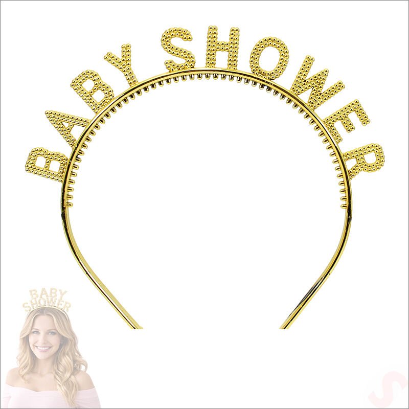Baby Shower, Parlak Metal Görünümlü Plastik Taç - Altın