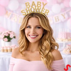 Baby Shower, Parlak Metal Görünümlü Plastik Taç - Altın