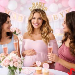 Baby Shower, Parlak Metal Görünümlü Plastik Taç - Altın
