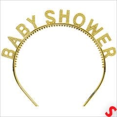 Baby Shower, Parlak Metal Görünümlü Plastik Taç - Altın