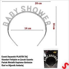 Baby Shower, Parlak Metal Görünümlü Plastik Taç - Gümüş