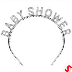Baby Shower, Parlak Metal Görünümlü Plastik Taç - Gümüş