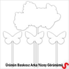 Kelebekli Happy Birthday Pasta Süsü 4’lü Set - Mavi