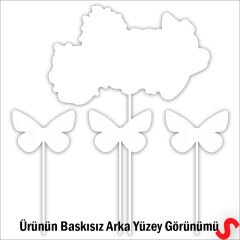 Kelebekli Happy Birthday Pasta Süsü 4’lü Set - Mavi