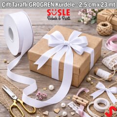 Grogren Kurdele, 2,5 cm x 23 mt - Beyaz