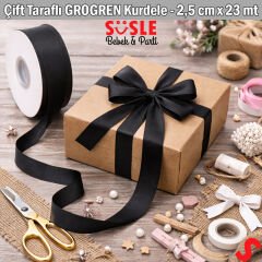 Grogren Kurdele, 2,5 cm x 23 mt - Siyah