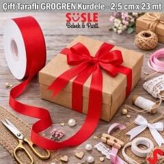Grogren Kurdele, 2,5 cm x 23 mt - Kırmızı
