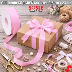 Grogren Kurdele, 2,5 cm x 23 mt - Pembe