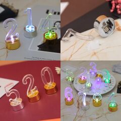 Led Işıklı Pleksi Rakam, Çok Renkli Işık, Altın