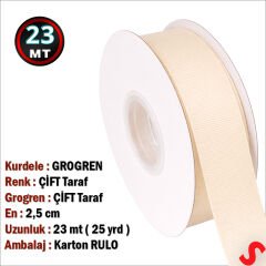 Grogren Kurdele, 2,5 cm x 23 mt - Krem