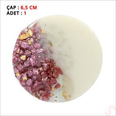 Pembe Taşlı 6,50 cm Epoksi Magnet - 1 Adet