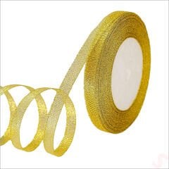 Parlak Simli Organze Kurdele, 1 cm x 23 mt - Altın