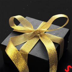 Parlak Simli Organze Kurdele, 1 cm x 23 mt - Altın