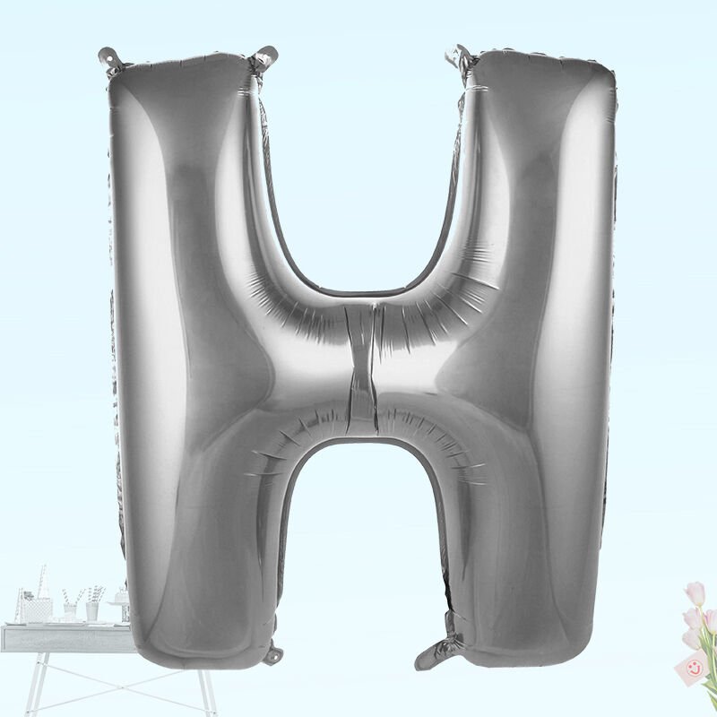 H Harf Folyo Balon, 100 cm - Gümüş