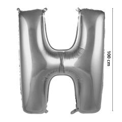 H Harf Folyo Balon, 100 cm - Gümüş