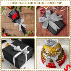 Parlak Simli Organze Kurdele, 1 cm x 23 mt - Gümüş