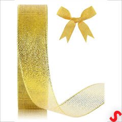 Parlak Simli Organze Kurdele, 2,5 cm x 23 mt - Altın