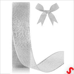 Parlak Simli Organze Kurdele, 2,5 cm x 23 mt - Gümüş