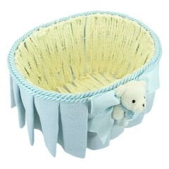 Ayıcıklı Oval Sepet, Mavi Süslü