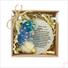 Kutulu ve SüSLü Mavi Taşlı 6,50 cm Epoksi Magnet - 1 Adet