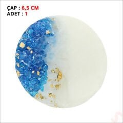 Kutulu ve SüSLü Mavi Taşlı 6,50 cm Epoksi Magnet - 1 Adet