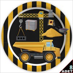 İnşaat Partisi Karton Tabak - 23cm x 8 Adet