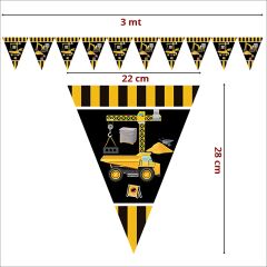 İnşaat Partisi Üçgen Bayrak Flama - 3 mt
