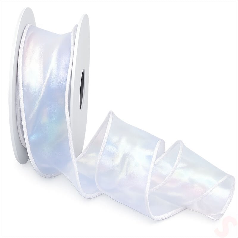 Hologram Efektli Organze Kurdele, 4 cm x 9,15 mt - Beyaz