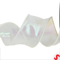 Hologram Efektli Organze Kurdele, 4 cm x 9,15 mt - Beyaz