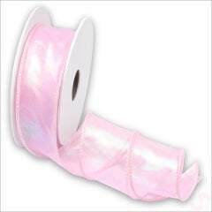 Hologram Efektli Organze Kurdele, 4 cm x 9,15 mt - Pembe