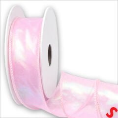 Hologram Efektli Organze Kurdele, 4 cm x 9,15 mt - Pembe