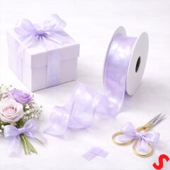 Hologram Efektli Organze Kurdele, 4 cm x 9,15 mt - Lila