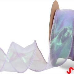 Hologram Efektli Organze Kurdele, 4 cm x 9,15 mt - Lila