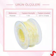 İncili ve Satenli Organze Kurdele, 4 cm x 4,57 mt - Krem