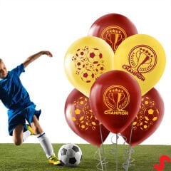Futbol Temalı Sarı Kırmızı Champion Balon - 30 cm x 8 Adet