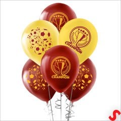 Futbol Temalı Sarı Kırmızı Champion Balon - 30 cm x 8 Adet