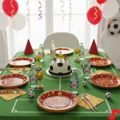 Futbol Sarı Kırmızı Champion Karton Tabak - 23cm x 8 Adet