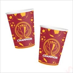 Futbol Temalı Sarı Kırmızı Champion Karton Bardak - 8 Adet