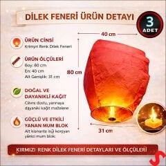 Dilek Feneri, Dilek Balonu Kırmızı - 3 Adet