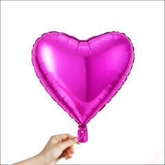 Kalp Folyo Balon, 45 cm - Fuşya