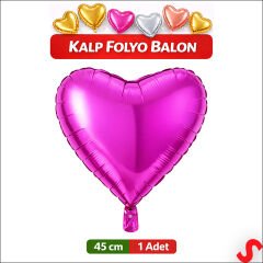 Kalp Folyo Balon, 45 cm - Fuşya