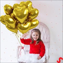 Kalp Folyo Balon, 45 cm - Altın