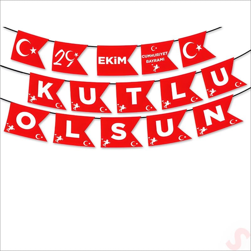 29 Ekim Cumhuriyet Bayramı Kutlu Olsun Flama - 2,70 mt