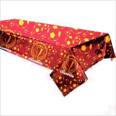 Futbol Temalı Sarı Kırmızı Champion Masa Örtüsü,120cm x 180cm