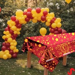 Futbol Temalı Sarı Kırmızı Champion Masa Örtüsü,120cm x 180cm