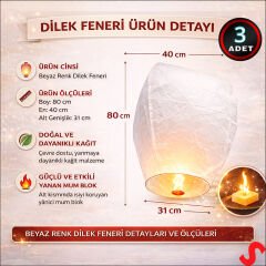 Dilek Feneri, Dilek Balonu Beyaz - 3 Adet