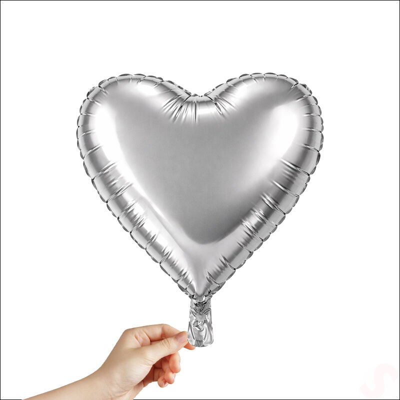 Kalp Folyo Balon, 45 cm - Gümüş